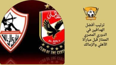 ترتيب أفضل الهدافين في الدوري المصري الممتاز قبل مباراة الأهلي والزمالك